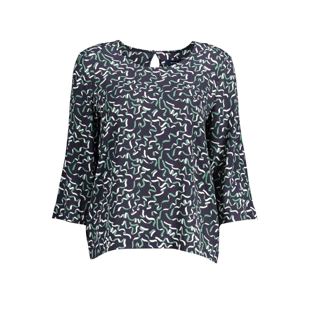 Sweater by Gant for women in viscose blue showcases a downtown chic silhouette, artfully finished with a downtown chic wide-neck neckline and three-quarter-sleeve for a sophisticated, high-end look.