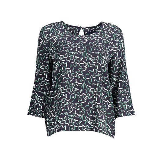 Sweater by Gant for women in viscose blue showcases a downtown chic silhouette, artfully finished with a downtown chic wide-neck neckline and three-quarter-sleeve for a sophisticated, high-end look.