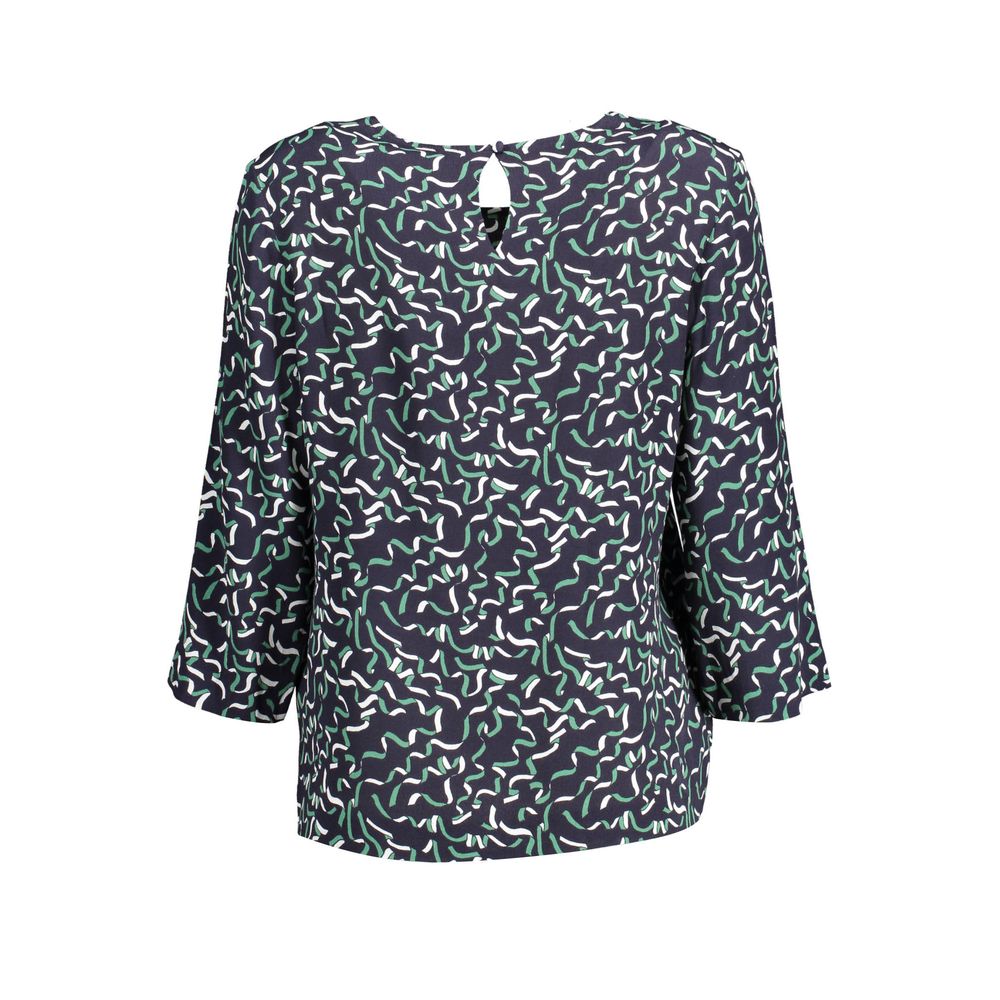 Sweater by Gant for women in viscose blue showcases an masterful silhouette, artfully detailed with a masterful wide-neck neckline and for a sophisticated, premium finish.