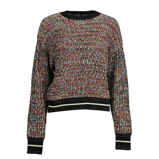 Sweater by Desigual for women in polyester black showcases a discreet silhouette, finished with a discreet round neckline and for a discreet look.