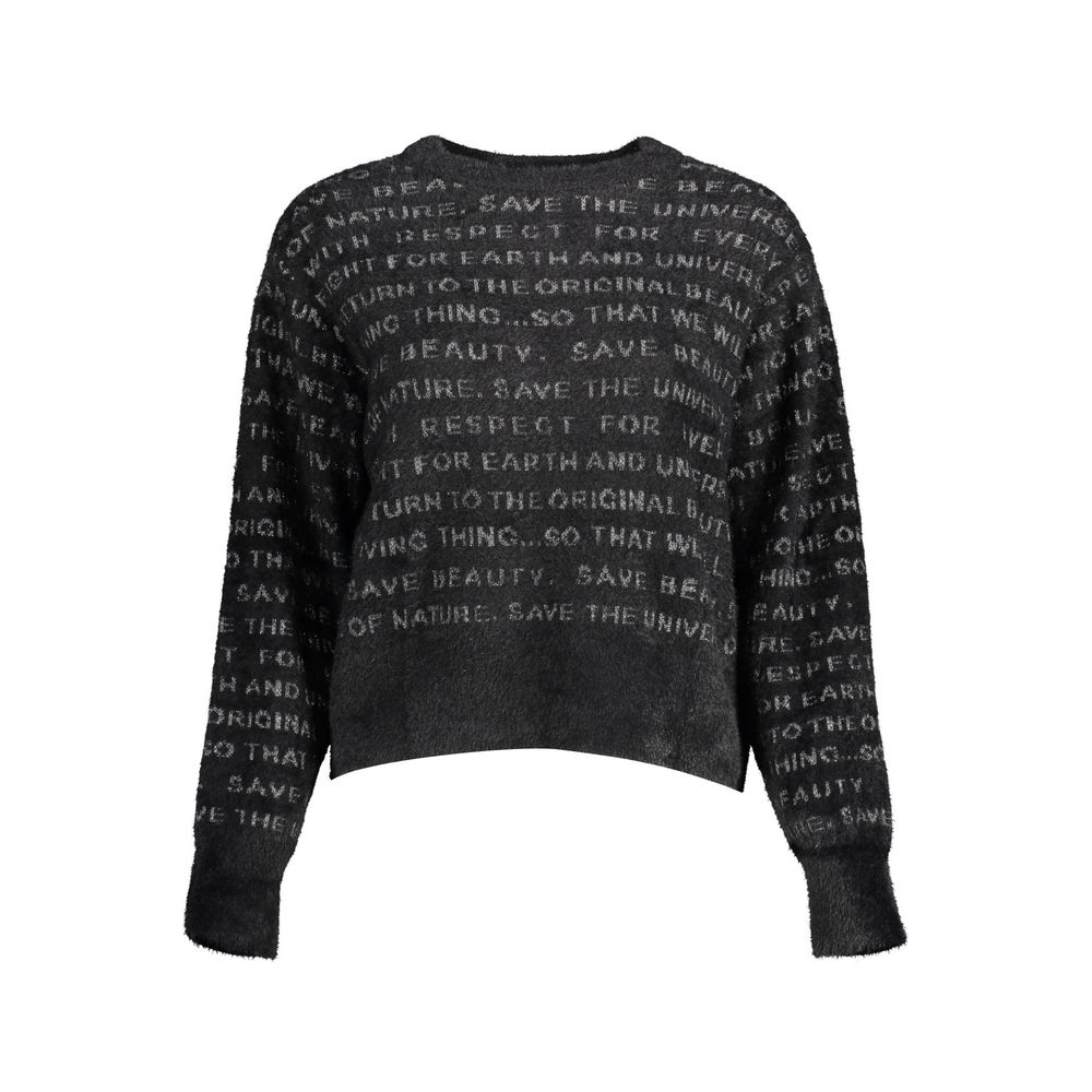 This Sweater by Desigual for women in polyester black presents a understated silhouette, featuring a sophisticated round neckline and for a understated finish.