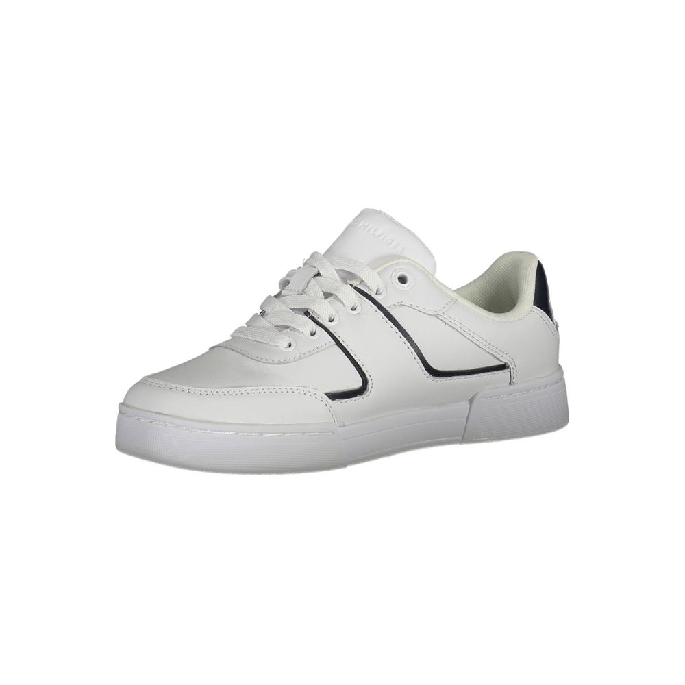 Sneakers by Tommy Hilfiger for women in polyester white presents a sumptuous silhouette from the Women's Fashion Polyester Sneakers collection, showcasing a sumptuous fashion style for an elevated aesthetic.