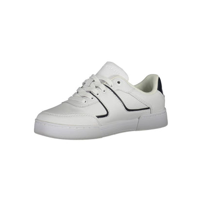Sneakers by Tommy Hilfiger for women in polyester white presents a sumptuous silhouette from the Women's Fashion Polyester Sneakers collection, showcasing a sumptuous fashion style for an elevated aesthetic.