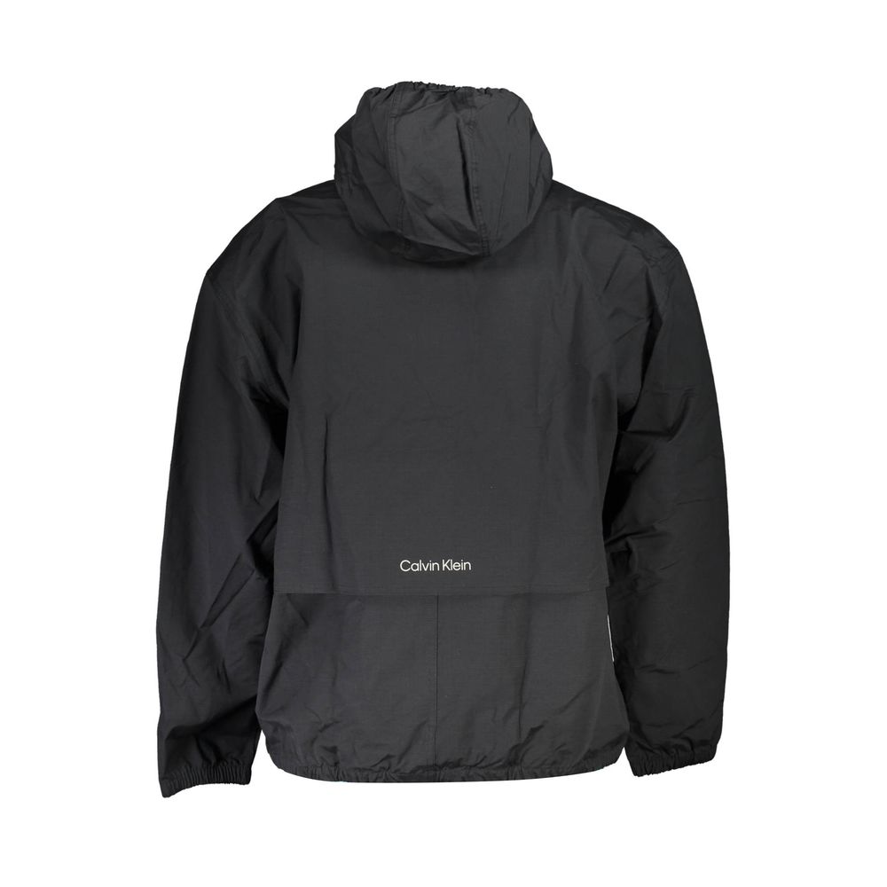 Hooded Jacket by Calvin Klein for men in cotton black showcases a contemporary silhouette, detailed with a contemporary and premium water-resistant, pockets & hooded for a sophisticated finish.