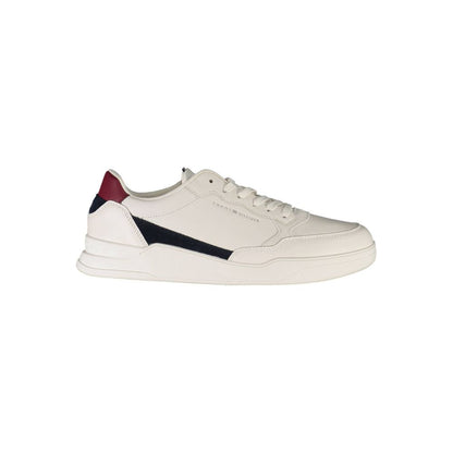Sneakers by Tommy Hilfiger for men in polyester white presents a sumptuous silhouette as Men's Fashion Polyester Sneakers, expertly defined by a sumptuous fashion style for a sumptuous, high-fashion look.