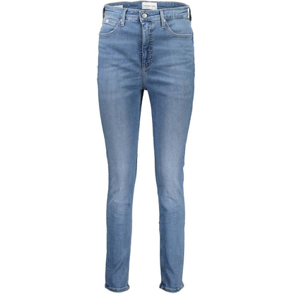 Pants by Calvin Klein for women in cotton blue features a stylish silhouette with a stylish skinny, long, and .