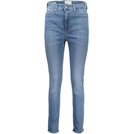 Pants by Calvin Klein for women in cotton blue features a stylish silhouette with a stylish skinny, long, and .
