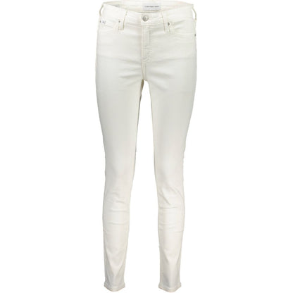 Pants by Calvin Klein for women in cotton white features an on trend silhouette with a and skinny cut in an elegant long for a sophisticated look.
