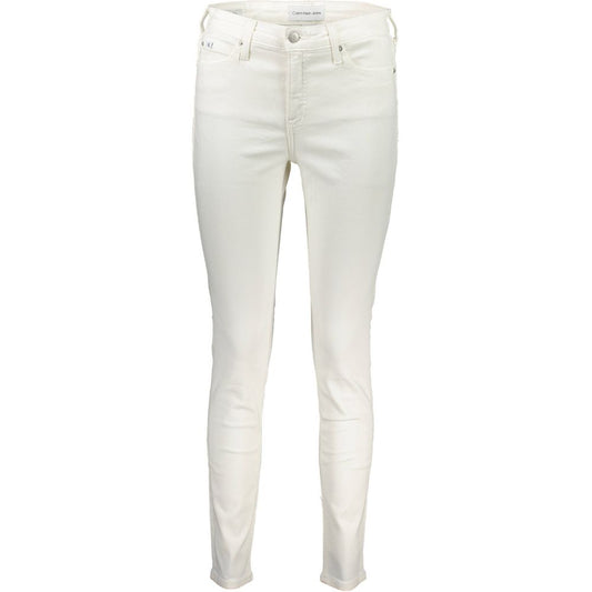 Pants by Calvin Klein for women in cotton white features an on trend silhouette with a and skinny cut in an elegant long for a sophisticated look.