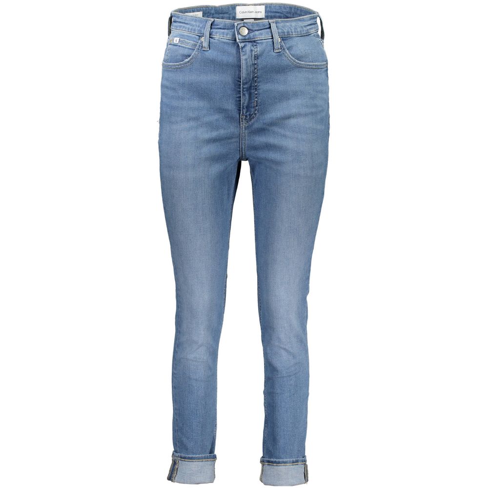 Pants by Calvin Klein for women in cotton blue features a enduring silhouette, showcasing a enduring skinny and long with a for a premium, tailored aesthetic.