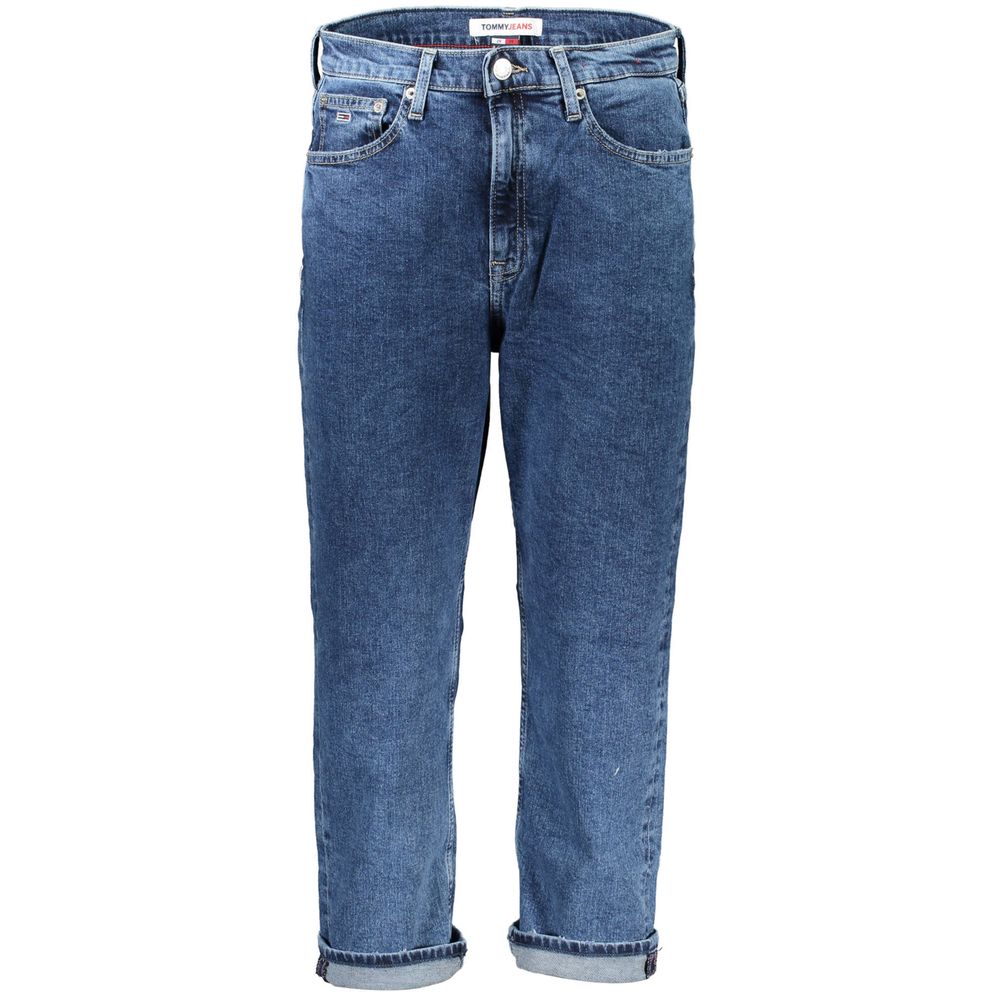 Pants by Tommy Hilfiger for women in cotton blue features an understated silhouette, showcasing a sophisticated and long with a refined for an understated, polished aesthetic.