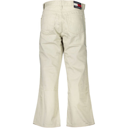 Pants by Tommy Hilfiger for women in cotton beige features an understated silhouette, showcasing a sophisticated and long with a refined mid rise for an understated, polished aesthetic.
