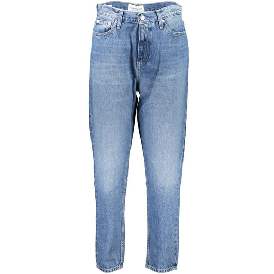 Pants by Calvin Klein for women in cotton blue features an on trend silhouette with a and mom cut in an elegant long for a sophisticated look.