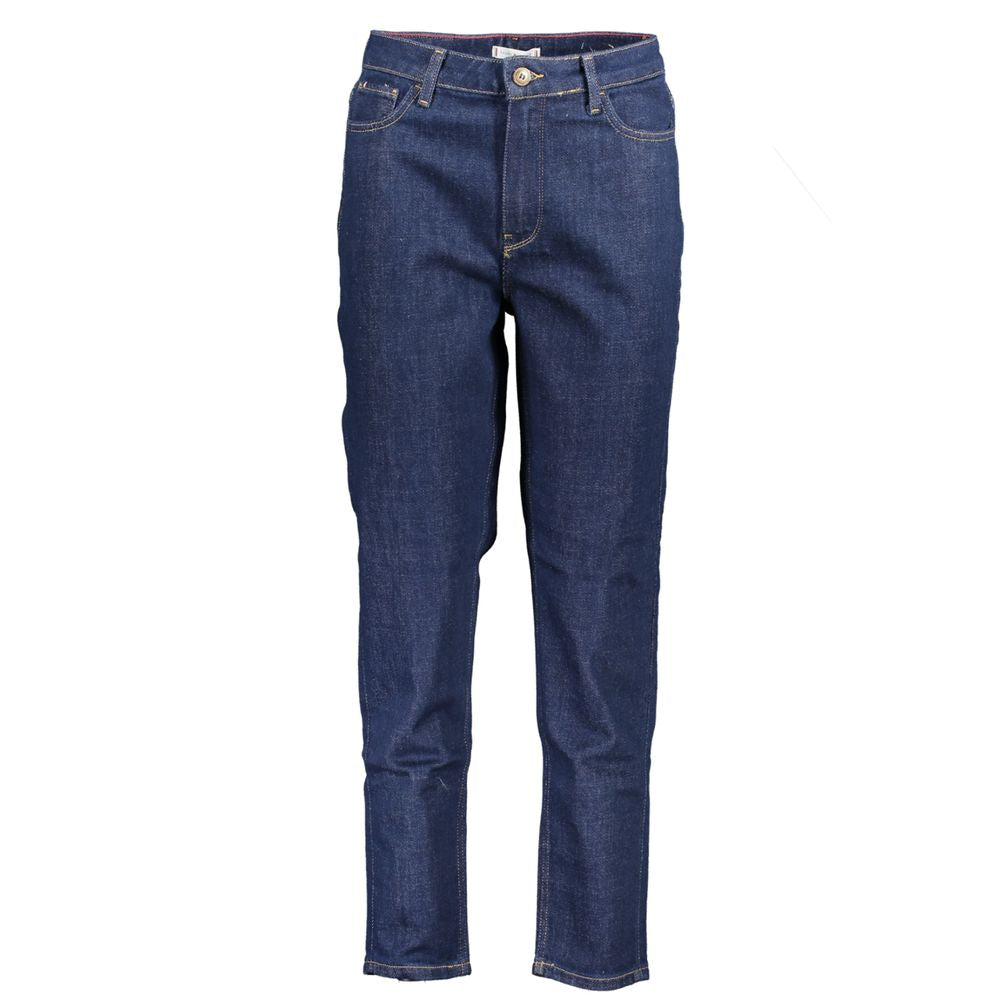 Pants by Tommy Hilfiger for women in cotton blue features a stylish silhouette with a stylish tapered-leg, long, and .