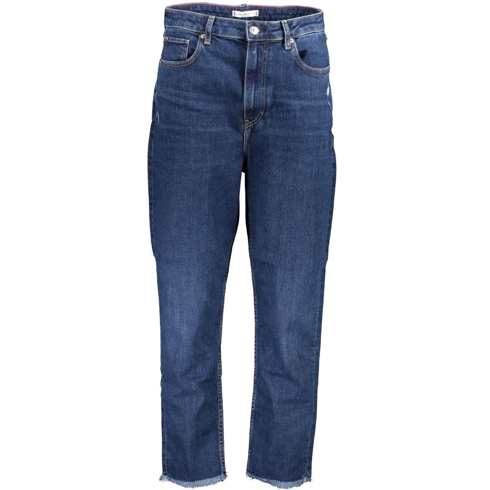 Pants by Tommy Hilfiger for women in cotton blue features an on trend silhouette with a and cut in an elegant long for a sophisticated look.