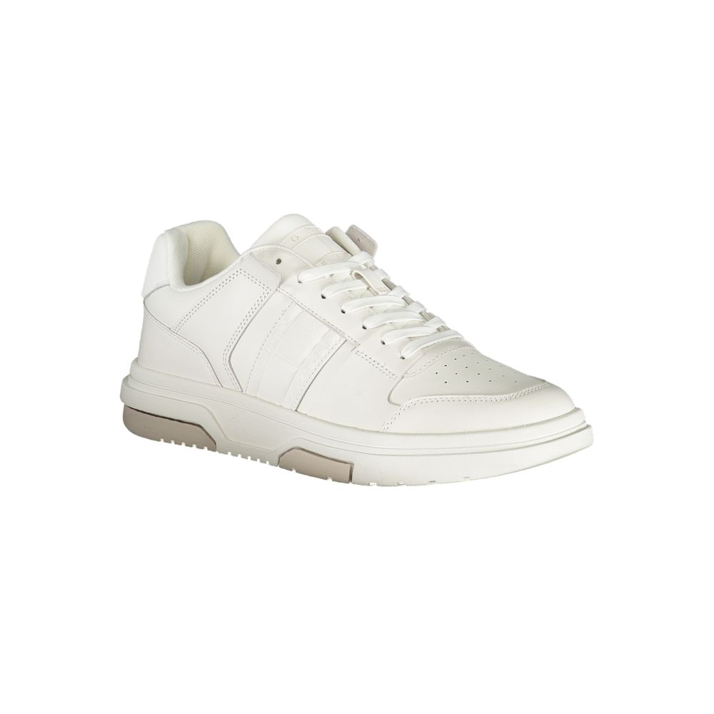 Sneakers by Tommy Hilfiger for men in polyester white features an sumptuous silhouette, showcasing the premium Men's Fashion Polyester Sneakers in a sumptuous fashion style that offers a sumptuous finish for refined style.