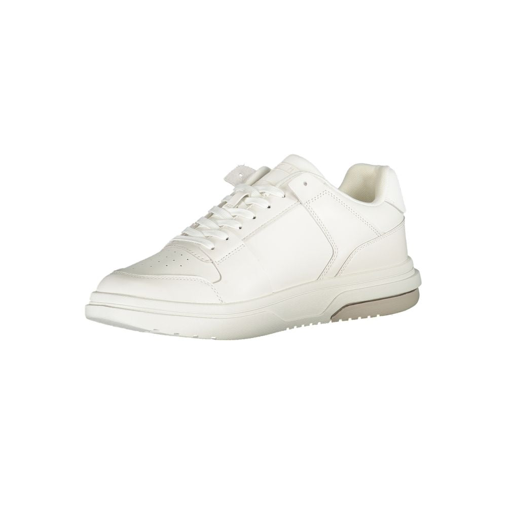 Sneakers by Tommy Hilfiger for men in polyester white features an opulent silhouette from the Men's Fashion Polyester Sneakers collection, showcasing a signature fashion style with an opulent finish.