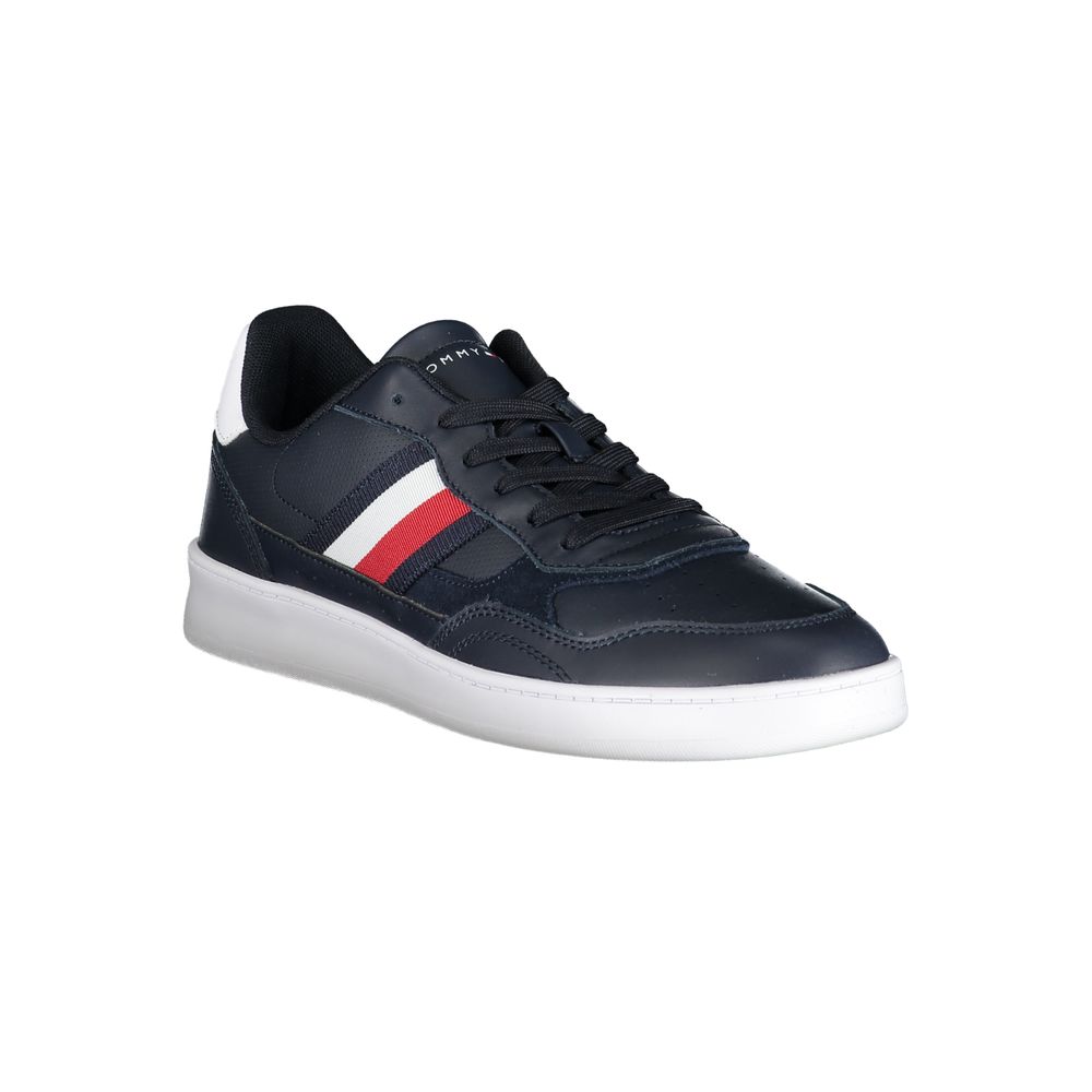 Sneakers by Tommy Hilfiger for men in polyester blue features an sumptuous silhouette, showcasing the premium Men's Fashion Polyester Sneakers in a sumptuous fashion style that offers a sumptuous finish for refined style.