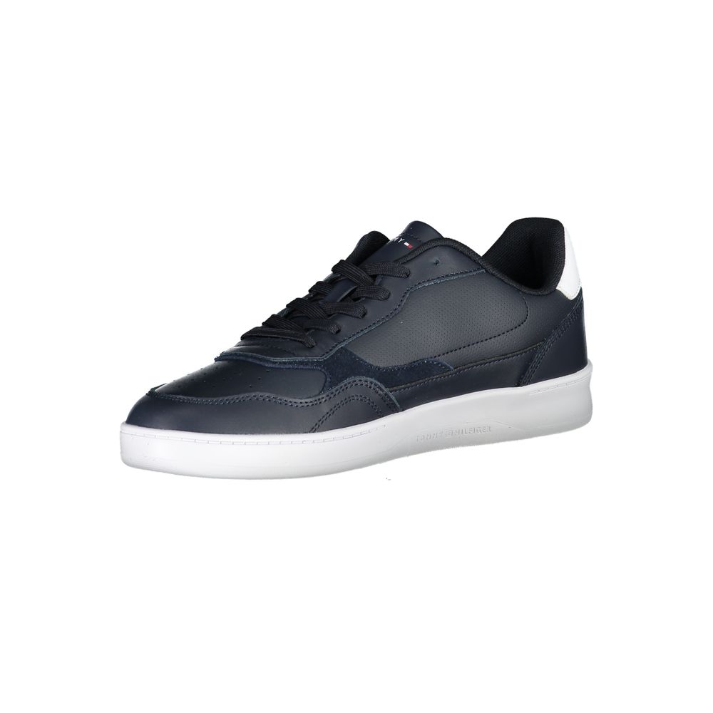 Sneakers by Tommy Hilfiger for men in polyester blue presents a sumptuous silhouette from the Men's Fashion Polyester Sneakers collection, showcasing a sumptuous fashion style for an elevated aesthetic.