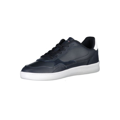 Sneakers by Tommy Hilfiger for men in polyester blue presents a sumptuous silhouette from the Men's Fashion Polyester Sneakers collection, showcasing a sumptuous fashion style for an elevated aesthetic.
