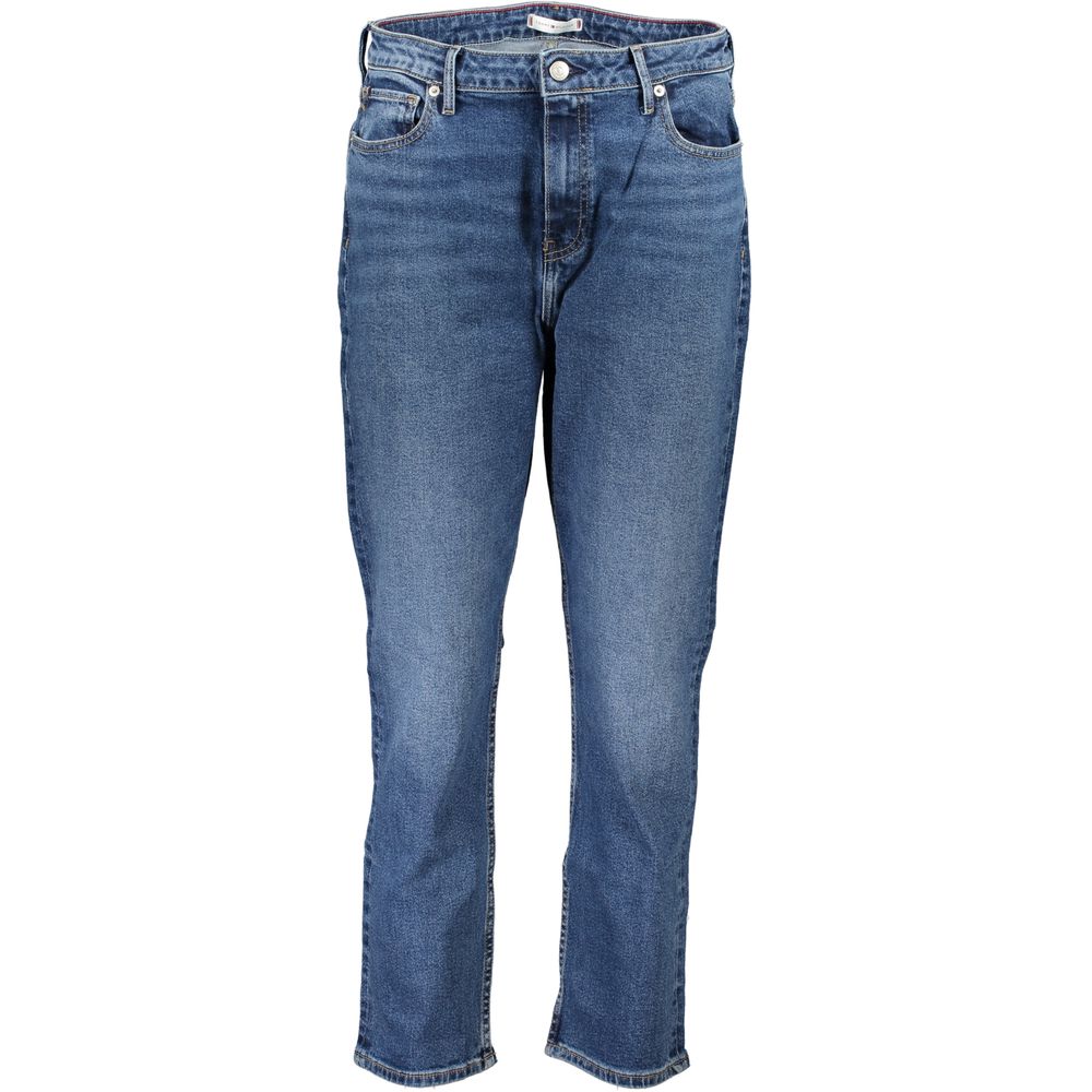 Pants by Tommy Hilfiger for women in cotton blue features a sleek silhouette with a sleek slim & cigarette, a refined long, and a sophisticated finish.