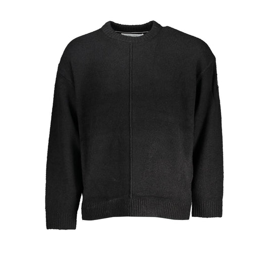 Sweater by Calvin Klein for men in cotton black showcases a discreet silhouette, finished with a discreet crew neckline and for a discreet look.