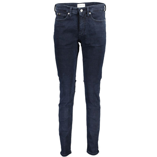Pants by Calvin Klein for women in cotton blue showcases a unrivaled comfort silhouette, featuring a skinny cut and long with a mid rise for a unrivaled comfort and refined aesthetic.