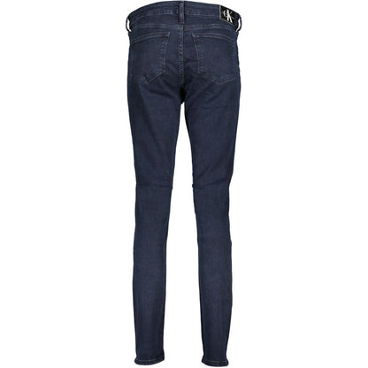 Pants by Calvin Klein for women in cotton blue features an understated silhouette, showcasing a sophisticated skinny and long with a refined mid rise for an understated, polished aesthetic.