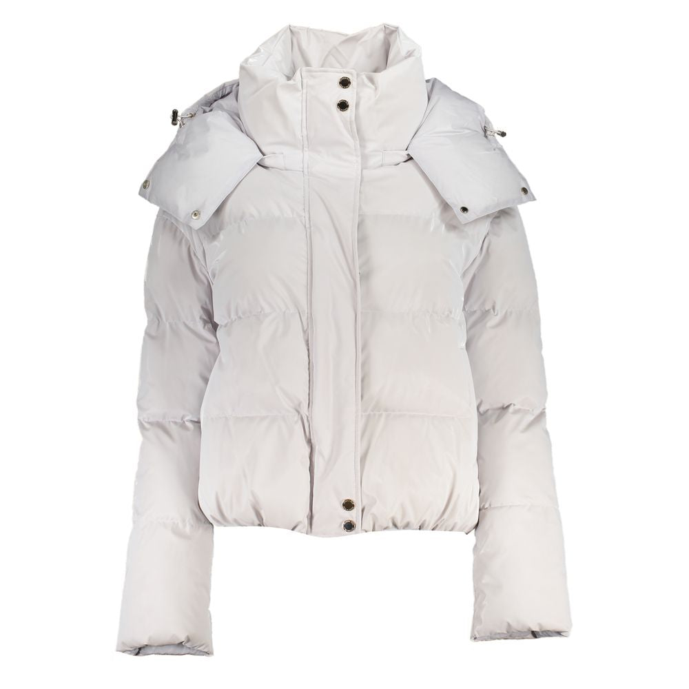 Hooded Jacket by Patrizia Pepe for women in polyethylene white presents a authentic silhouette, artfully detailed with a authentic hooded neckline and functional pockets & hooded for a premium authentic finish.