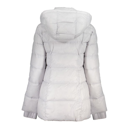 Hooded Jacket by Patrizia Pepe for women in polyamide white showcases a enveloping silhouette, artfully detailed with a enveloping and premium pockets & hooded for a truly enveloping finish.