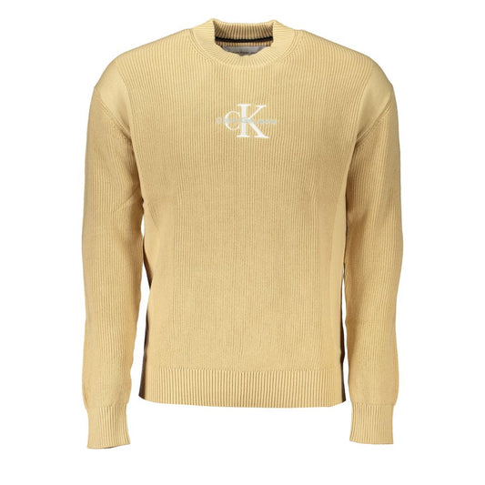 This Sweater by Calvin Klein for men in cotton beige presents a understated silhouette, featuring a sophisticated crew neckline and for a understated finish.