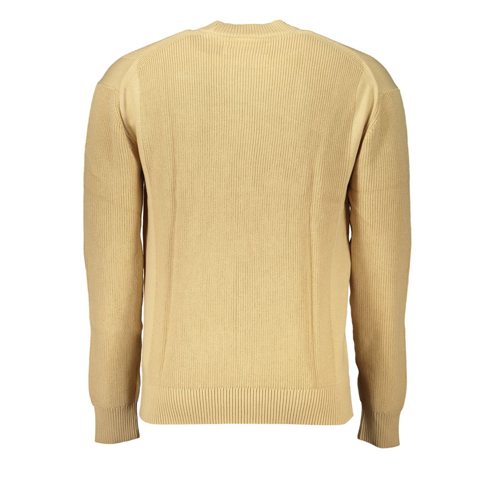 Sweater by Calvin Klein for men in cotton beige showcases a discreet silhouette, finished with a discreet and for a discreet look.