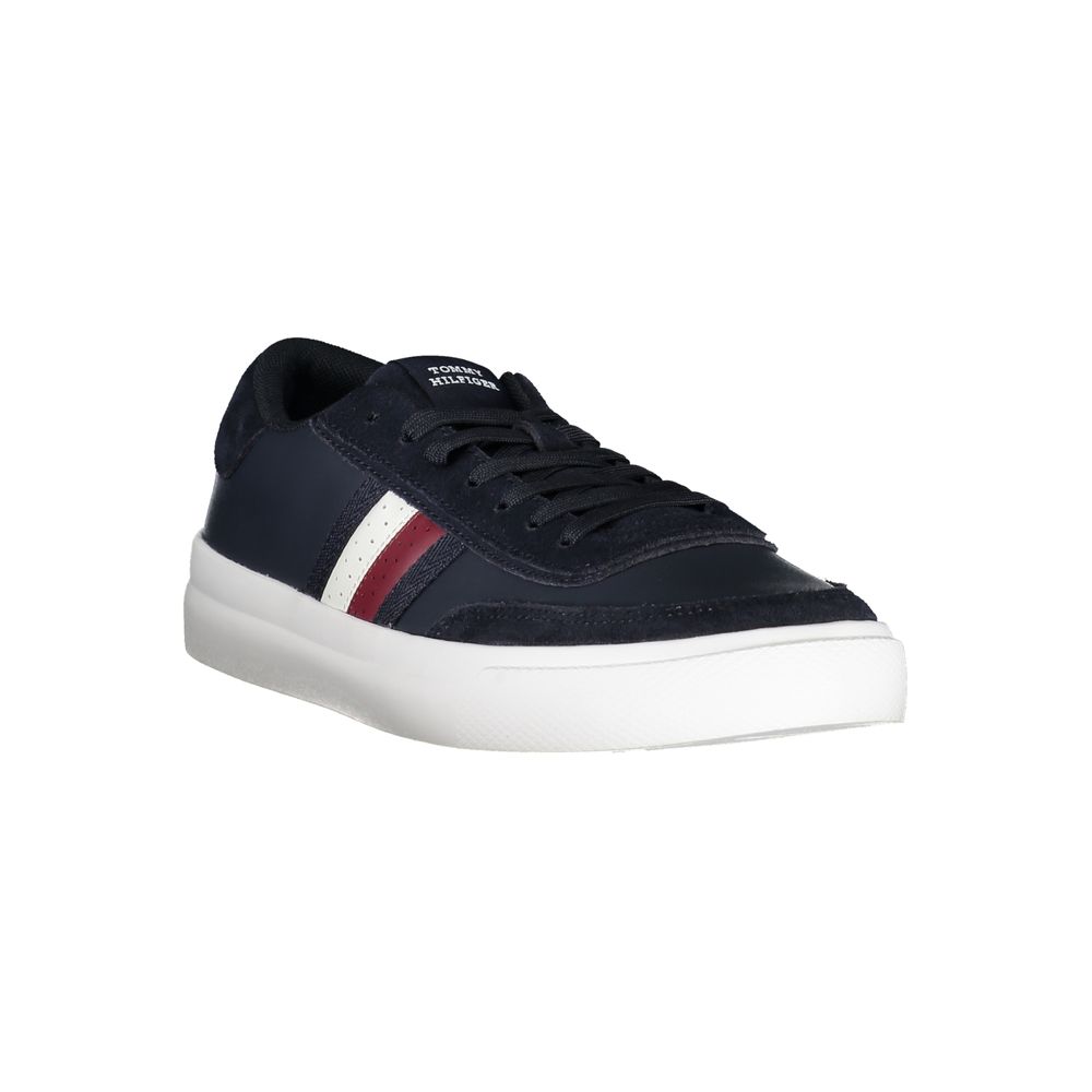 Sneakers by Tommy Hilfiger for men in polyester blue features an sumptuous silhouette, showcasing the premium Men's Fashion Polyester Sneakers in a sumptuous fashion style that offers a sumptuous finish for refined style.