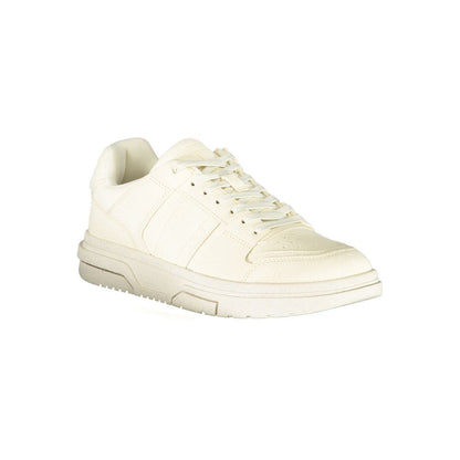 Sneakers by Tommy Hilfiger for men in polyester white presents a sumptuous silhouette as Men's Fashion Polyester Sneakers, expertly defined by a sumptuous fashion style for a sumptuous, high-fashion look.