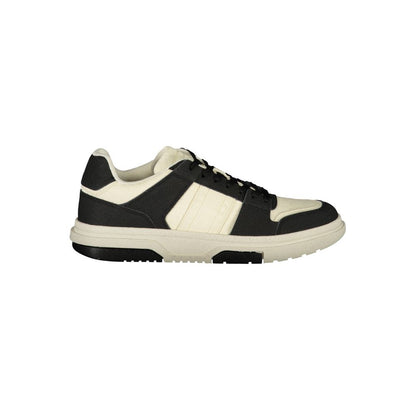 Sneakers by Tommy Hilfiger for men in polyester black presents a sumptuous silhouette from the Men's Fashion Polyester Sneakers collection, showcasing a sumptuous fashion style for an elevated aesthetic.