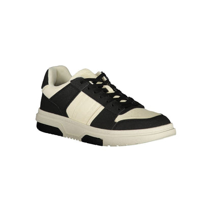 Sneakers by Tommy Hilfiger for men in polyester black features an opulent silhouette from the Men's Fashion Polyester Sneakers collection, showcasing a signature fashion style with an opulent finish.