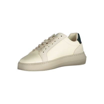 Sneakers by Calvin Klein for men in polyester & rubber white & print features an opulent silhouette from the Men's Fashion Polyester & Rubber Sneakers collection, showcasing a signature fashion style with an opulent finish.