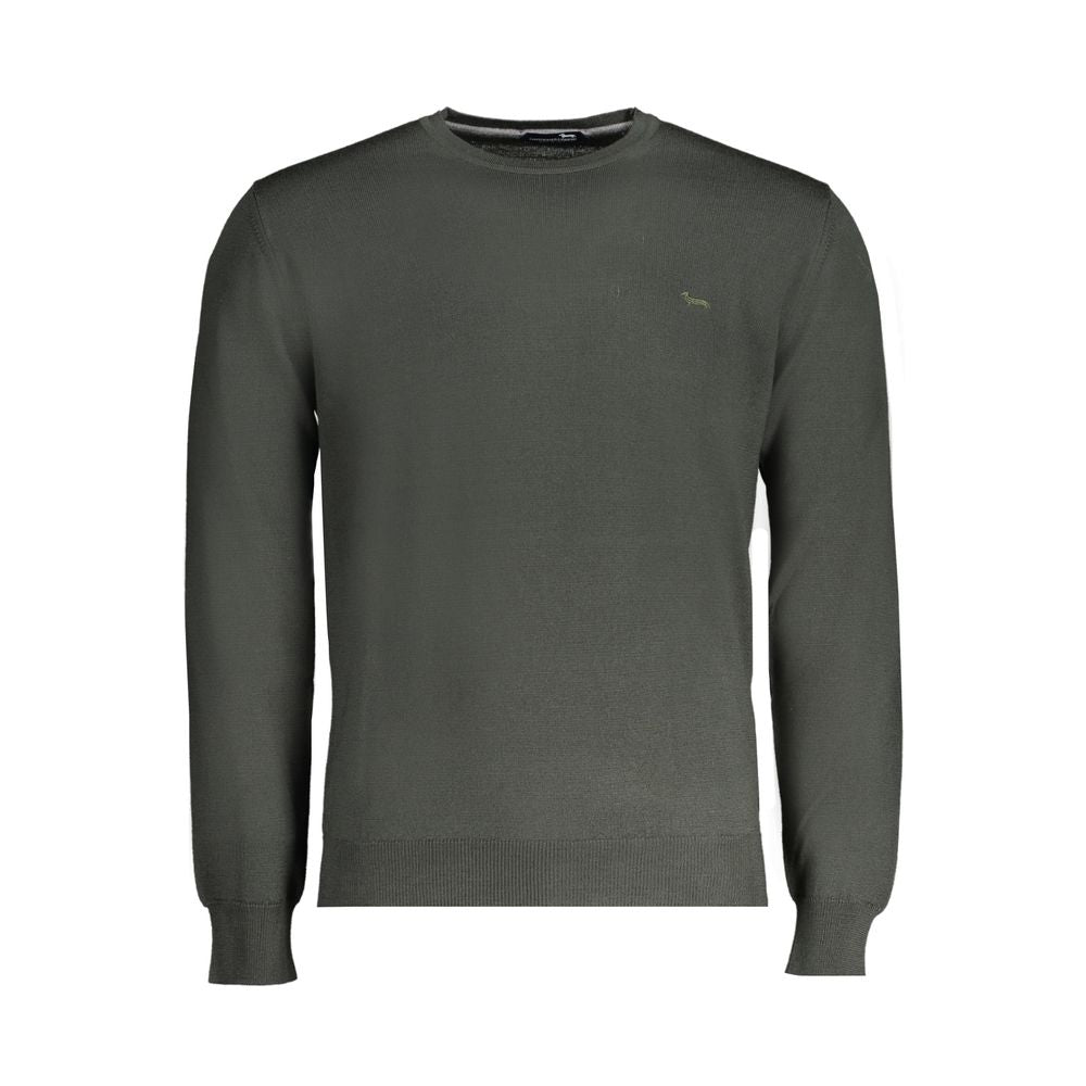 Sweater by Harmont & Blaine for men in wool green features an tactile silhouette, showcasing a sophisticated crew neckline and tactile for a refined finish.