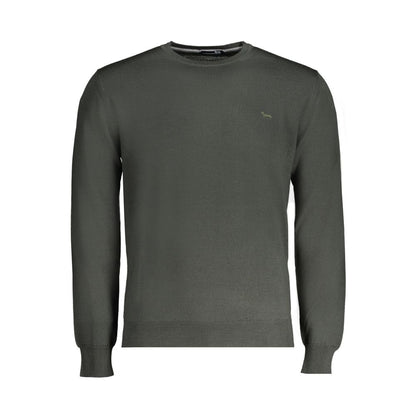 Sweater by Harmont & Blaine for men in wool green features an tactile silhouette, showcasing a sophisticated crew neckline and tactile for a refined finish.
