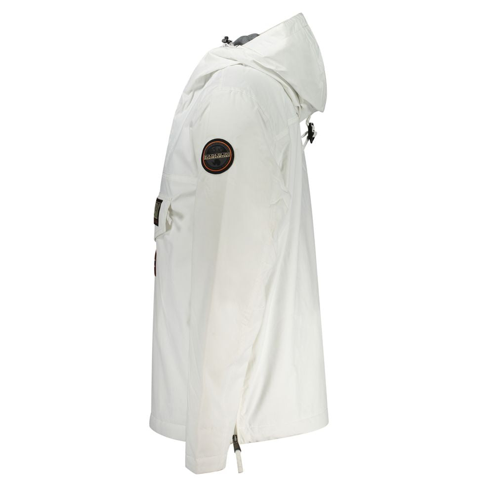 Hooded Jacket by Napapijri for men in polyamide white showcases a contemporary silhouette, detailed with a contemporary and premium pockets & hooded for a sophisticated finish.