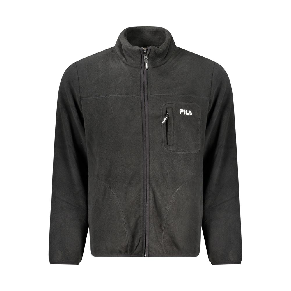 Overcoat by Fila for men in polyester black presents a luxurious silhouette, showcasing a luxurious and sophisticated pockets for a premium, luxurious look.