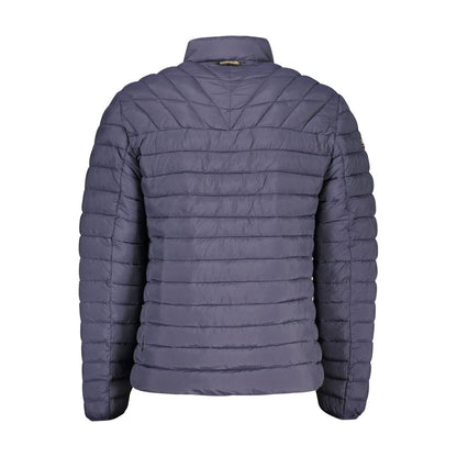 Jacket by Napapijri for men in polyamide blue features an utilitarian silhouette with a refined , showcasing sophisticated pockets for an utilitarian aesthetic.