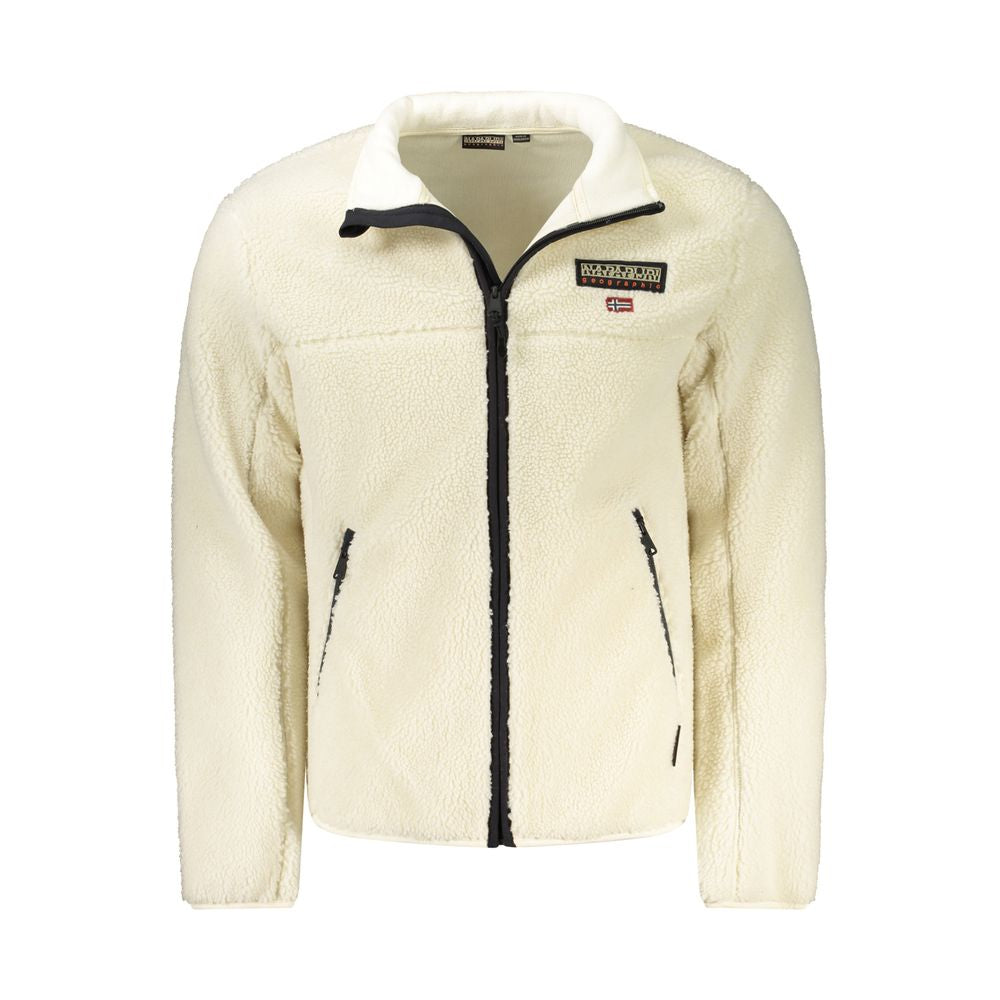 Jacket by Napapijri for men in polyester white presents a impeccable silhouette, showcasing distinct pockets and a impeccable for a sophisticated finish.