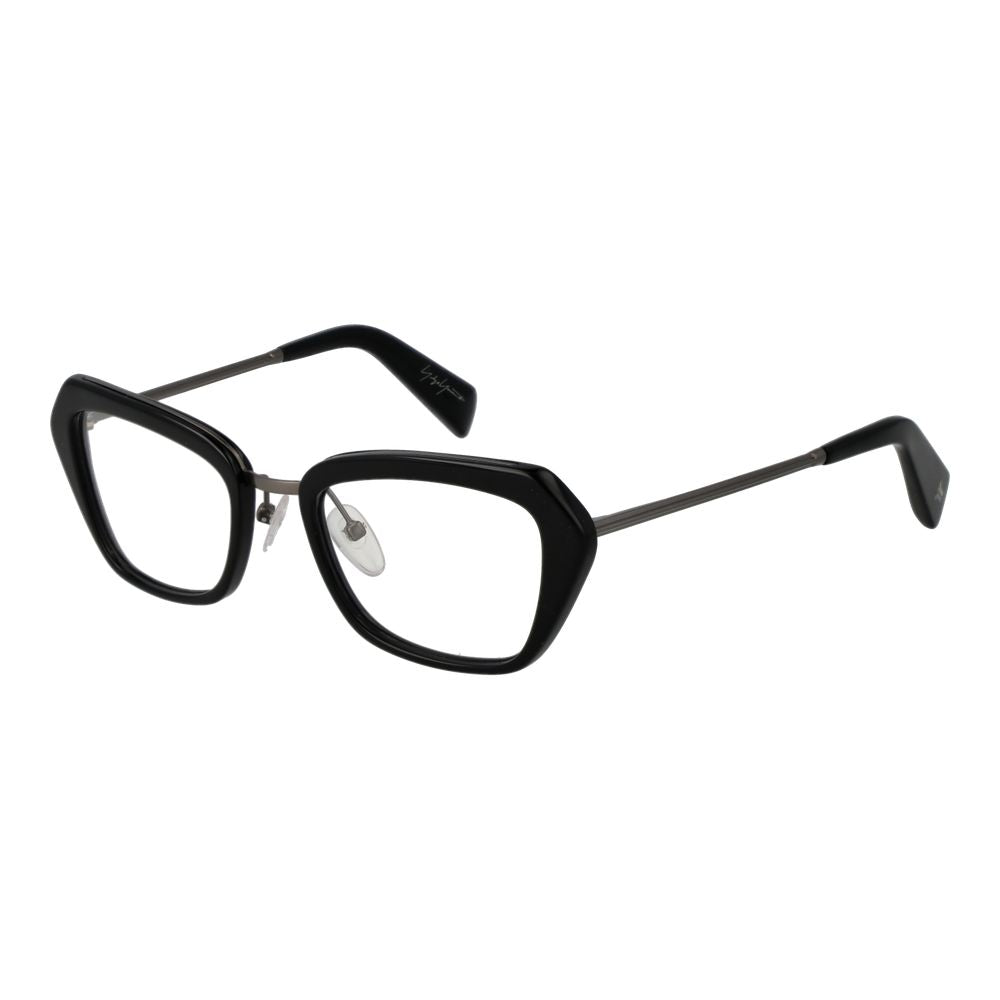 Eyeglasses Frames by Yohji Yamamoto for women in plastic and black showcases a refined silhouette, detailed with a black coloured frame finish and a sophisticated full-frame frame design.