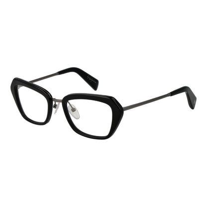 Eyeglasses Frames by Yohji Yamamoto for women in plastic and black showcases a refined silhouette, detailed with a black coloured frame finish and a sophisticated full-frame frame design.