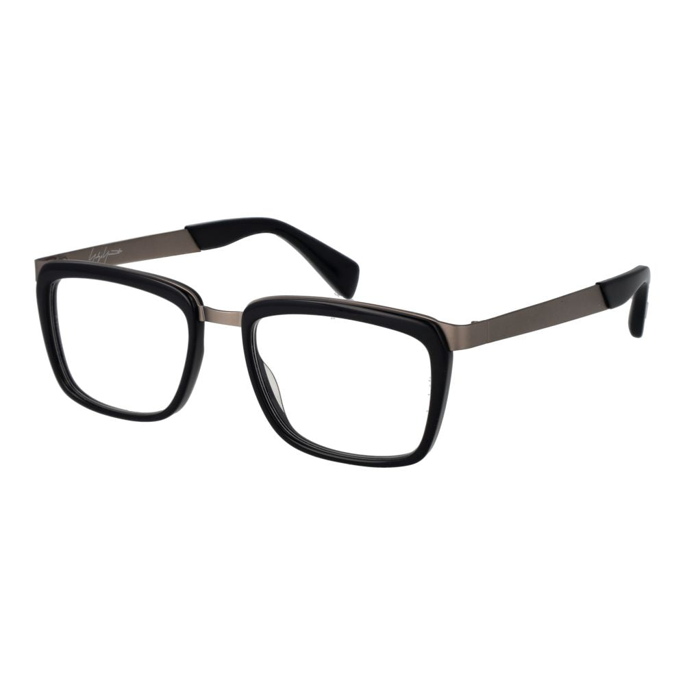 Eyeglasses Frames by Yohji Yamamoto for unisex in acetate and black showcases a refined silhouette, detailed with a black coloured frame finish and a sophisticated full-frame frame design.