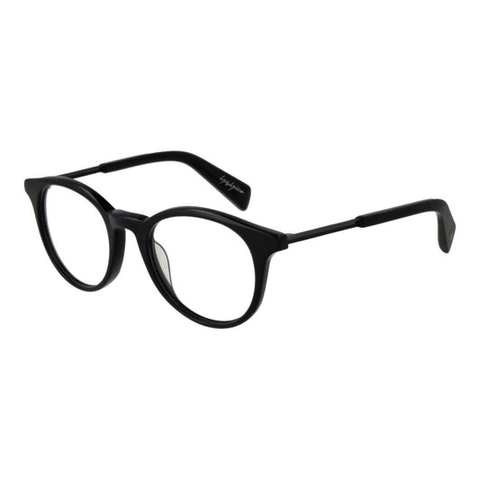 Eyeglasses Frames by Yohji Yamamoto for men in plastic and black showcases an refined full-frame frame design featuring a sophisticated black coloured frame for an refined and refined aesthetic.