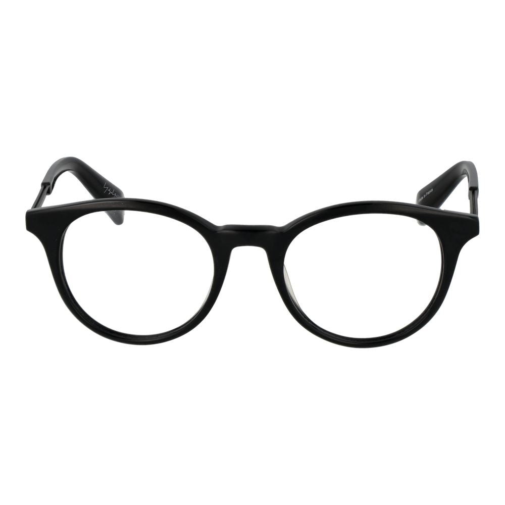Eyeglasses Frames by Yohji Yamamoto for men in plastic black features an refined silhouette, showcasing a sophisticated black coloured frame and refined full-frame frame design for a refined look.