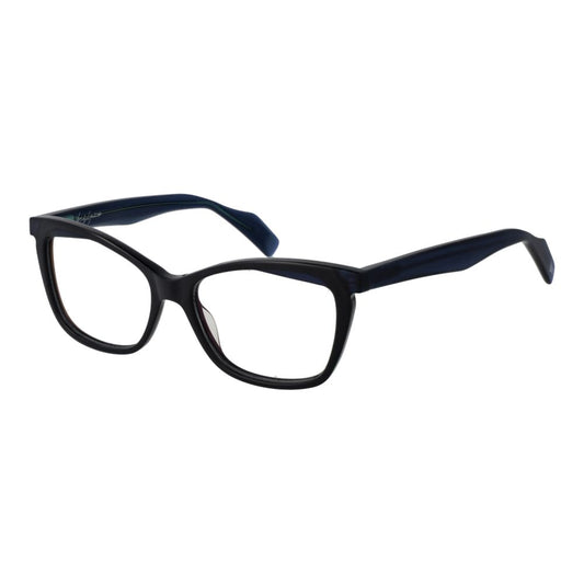 Eyeglasses Frames by Yohji Yamamoto for women in plastic and blue showcases an refined full-frame frame design featuring a sophisticated blue coloured frame for an refined and refined aesthetic.