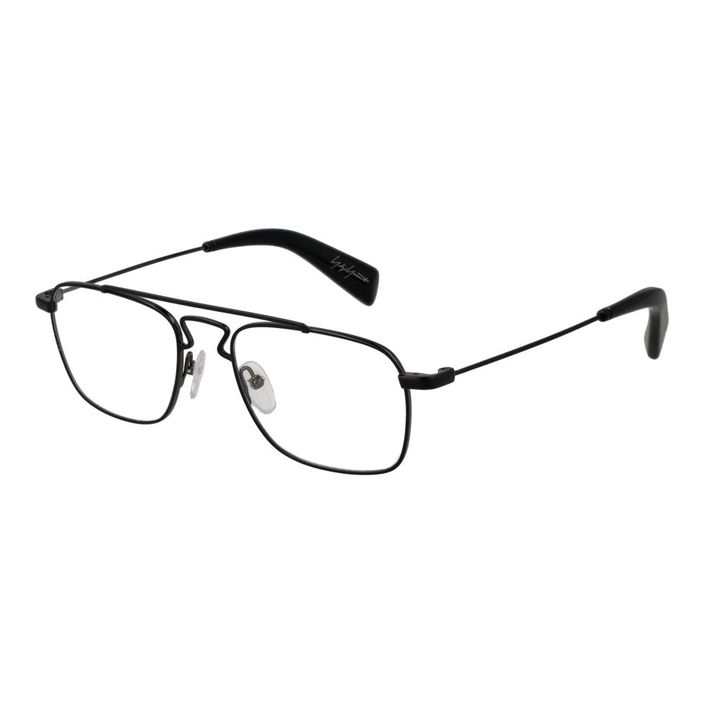 Eyeglasses Frames by Yohji Yamamoto for men in black showcases a reflective silhouette, artfully incorporating a sophisticated black coloured frame with a distinct full-frame frame design.